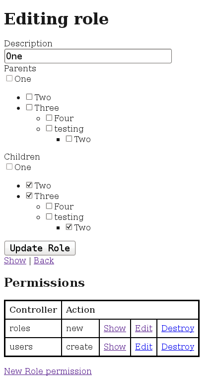 Role Permissions added to Role Edit Screen